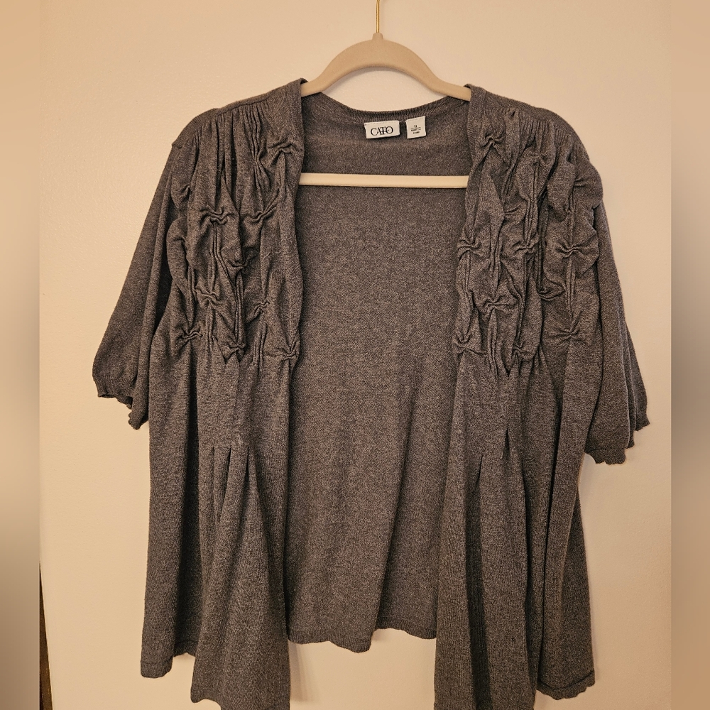 Cato Charcoal Women's Cardigan with Gathered Design